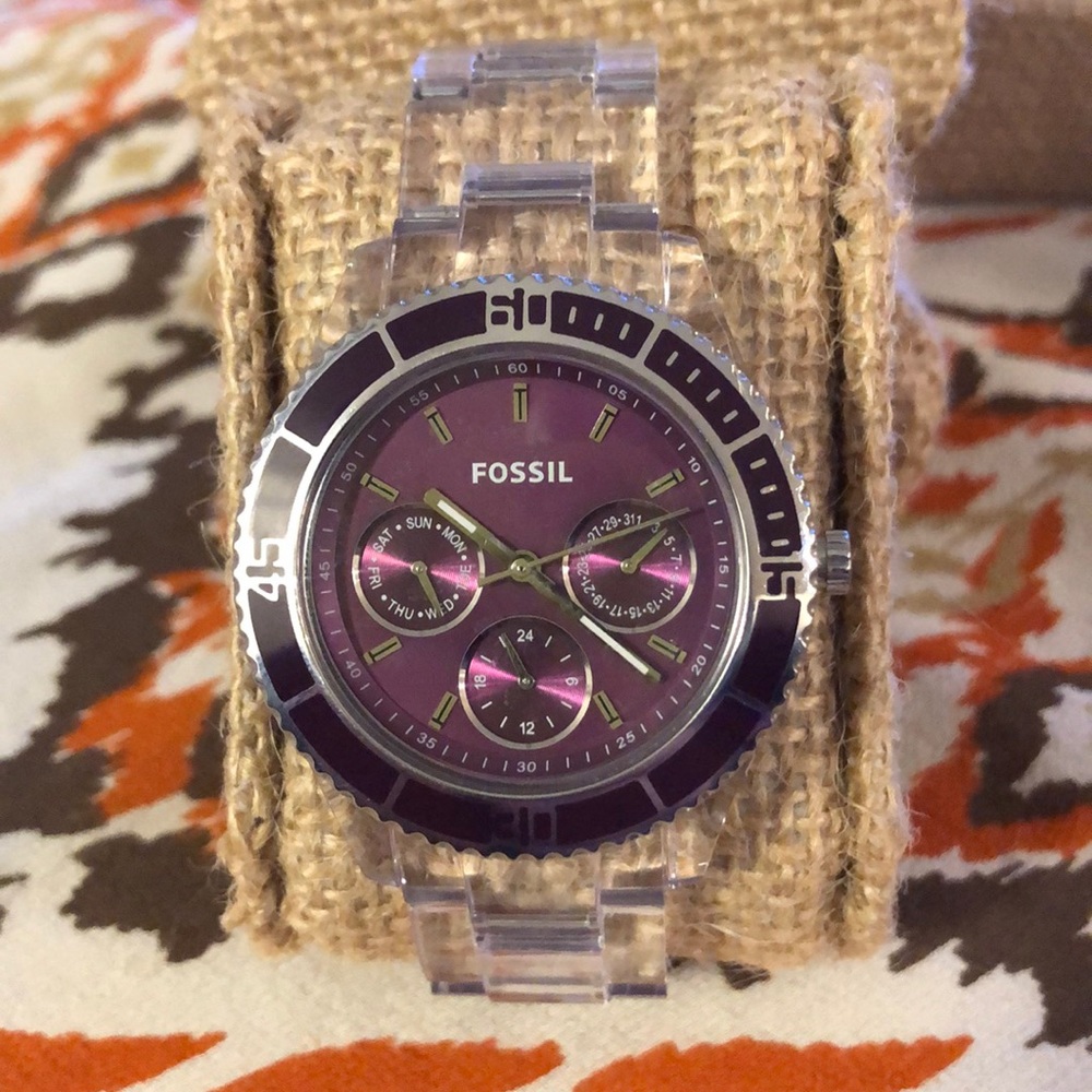 Women’s Fossil Wilson Clear Resin and Purple watch